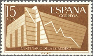 ESPAÑA 1956 1196 Sello Nuevo I Centenario de la Estadistica Española 15cts.