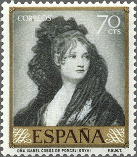 ESPAÑA 1958 1214 Sello Nuevo Pintor Francisco de Goya y Lucientes Doña Isabel Cobos de Porcel