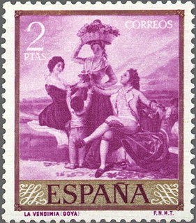 ESPAÑA 1958 1218 Sello Nuevo Pintor Francisco de Goya y Lucientes La Vendimia