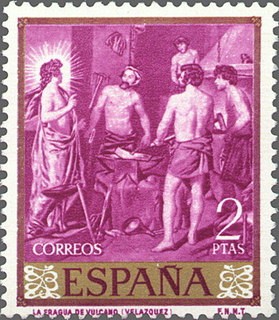 ESPAÑA 1959 1246 Sello Nuevo Pintor Diego Velázquez La Fragua de Vulcano 2pts