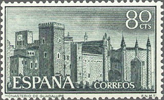 ESPAÑA 1959 1251 Sello Nuevo Monasterio Nuestra Señora de Guadalupe 80cts