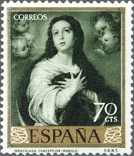 ESPAÑA 1960 1273 Sello Nuevo Bartolomé Esteban Murillo Inmaculada Concepción 70c c/trazas oxido