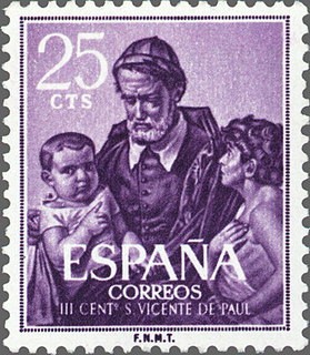 ESPAÑA 1960 1296 Sello Nuevo III Cent. Muerte San Vicente de Paul Yv977