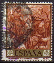 ESPAÑA 1959 1244 Sello Pintor Diego Velázquez La Coronación de la Virgen 1pta usado