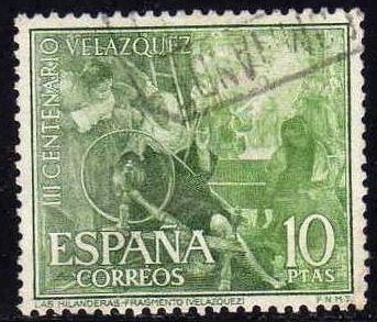 ESPAÑA 1961 1343 Sello III Cent. Muerte Velazquez Las Hilanderas Usado