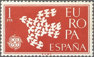 ESPAÑA 1961 1371 Sello Nuevo Europa CEPT Paloma 1pta