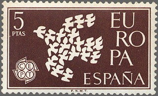 ESPAÑA 1961 1372 Sello Nuevo Europa CEPT Paloma 5pts