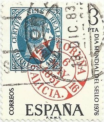 DIA MUNDIAL DEL SELLO 1976. FECHADOR DE A CORUÑA. EDIFIL 2318