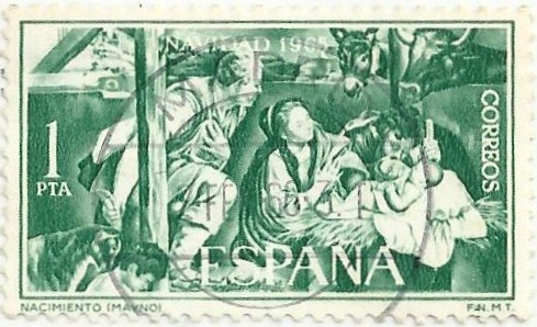 NAVIDAD 1965. LA ADORACIÓN DE LOS PASTORES, DE MAYNO. EDIFIL 1692