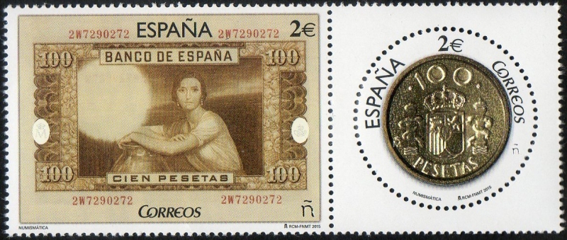 5010-5011- Numismática. billete y moneda 100 pts