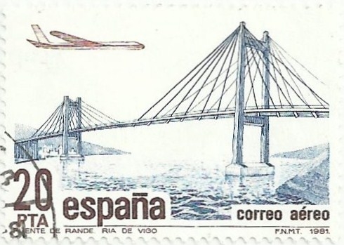 CORREO AÉREO. PUENTE DE RANDE SOBRE LA RÍA DE VIGO. EDIFIL 2636