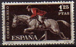 ESPAÑA 1960 1316 Sello Deportes Hípica Correo Aereo Usado 1,25pts