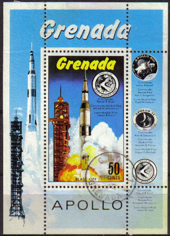 GRENADA 1971 B16 Sello HB Serie Espacio Apollo XIII-XIV Y XV