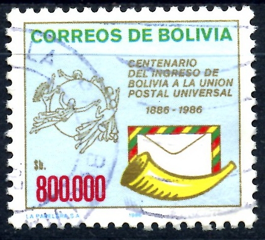 BOLIVIA_SCOTT 731.01 CENT ADMISION DE BOLIVIA EN LA UPU. $0.6