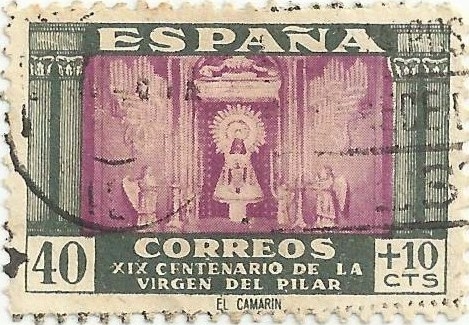 VIRGEN DEL PILAR. TIPO DE 1940 SIN PIE DE IMPRENTA. EDIFIL 998