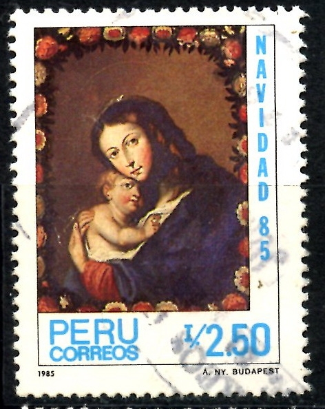 PERU_SCOTT 864 NAVIDAD 85, VIRGEN CON NIÑO. $0,20