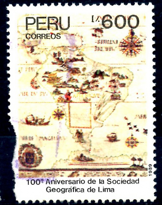 PERU_SCOTT 959 100º ANIV SOCIEDAD GEOGRAFICA DE LIMA. $0,95