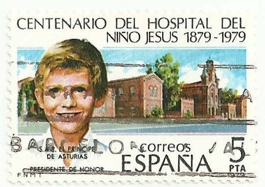 CENTENARIO DEL HOSPITAL DEL NIÑO JESUS. HOSPITAL Y PRÍNCIPE FELIPE. EDIFIL 2548