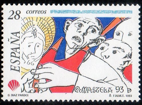 3256- Compostela ' 92.Caras con ojos de asombro , obra de Isaac Díaz Prado.