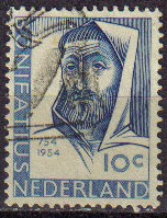 HOLANDA Netherlands 1954-57 Scott 365 Sello San Bonifacio Usado