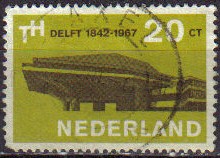 HOLANDA Netherlands 1967 Scott 443 Sello Arquitectura Universidad Tecnologica de Delf Usado