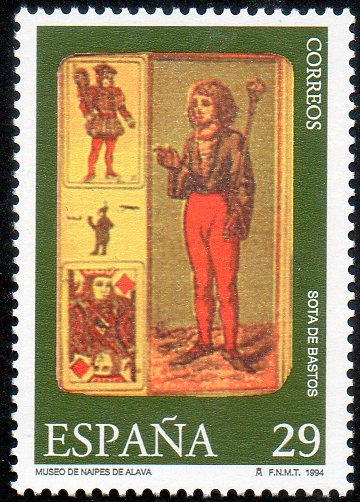 3318-  Museo de Naipes. Sota de bastos , tarot Catalán de 1900