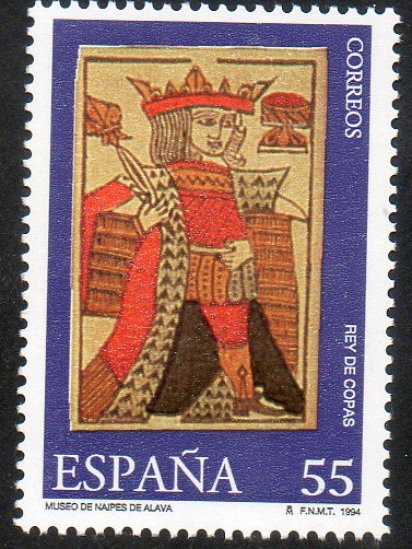 3319-  Museo de Naipes. Rey de copas ,baraja española de 1750.