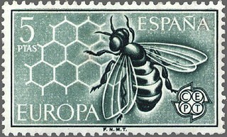 ESPAÑA 1962 1449 Sello Nuevo Europa CEPT Abeja en Panal de Miel Yv1283