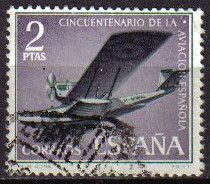 ESPAÑA 1961 1402 Sello Aniversario de la Aviación Española Hidroavion Plus Ultra