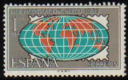 ESPAÑA 1963 1510 Sello Nuevo Dia Mundial del Sello Mapa Mundo