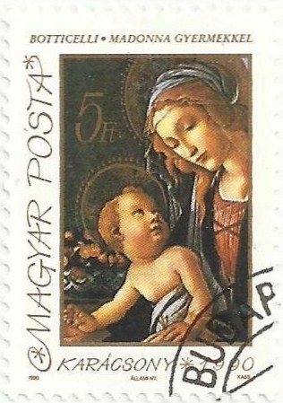 NAVIDAD 1990. LA VIRGEN DEL LIBRO, DE BOTTICELLI. YVERT HU 3301