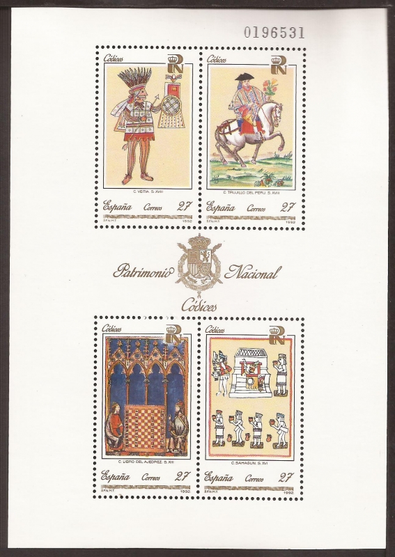 Patrimomio Artístico Nacional. Códices  1992  27 ptas x 4