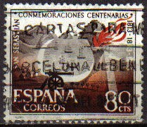 ESPAÑA 1963 1517 Sello Conmemoraciones de San Sebastián Incendio de 1813 usado