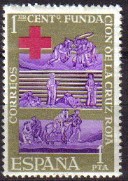 ESPAÑA 1963 1534 Sello Nuevo Centenario Cruz Roja Internacional