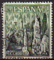 ESPAÑA 1964 1548 Sello Serie Turistica Paisajes y Monumentos Cuevas del Drach Mallorca usado