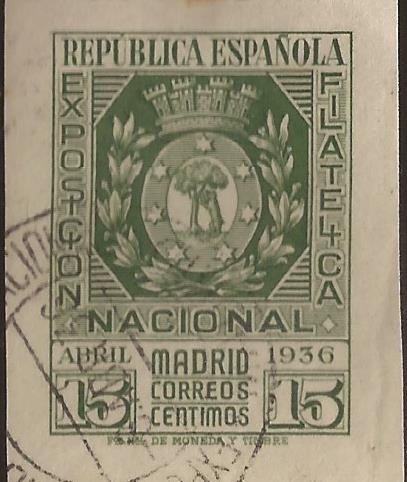 Exposición Filatélica Nacional. Madrid  3 abril 1936  15 cents