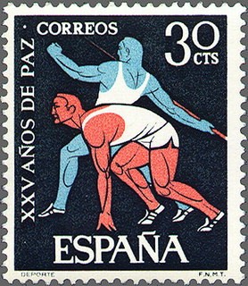 ESPAÑA 1964 1577 Sello Nuevo XXV Años de Paz Española Deportes