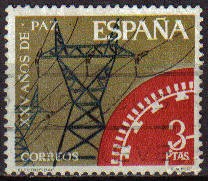 ESPAÑA 1964 1586 Sello XXV Años de Paz Española Electrificación Usado