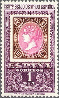 ESPAÑA 1965 1690 Sello Nuevo Centenario Primer Sello Dentado 19 cuartos de 1865 Stamps Yv1347