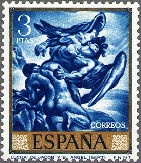 ESPAÑA 1966 1717 Sello Nuevo Pintor José Mª Sert Jacob y el Angel