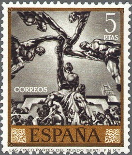 España 1966 1718 Sello ** Pintor José Mª Sert Las Cinco Partes del Mundo Timbre Espagne Spain Spagna