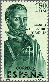 ESPAÑA 1966 1754 Sello Nuevo VII Forjadores América Manuel de Castro y Padilla c/señal charnela