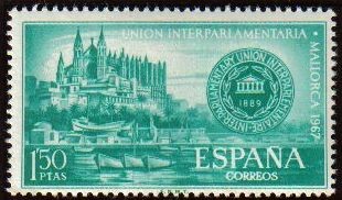 ESPAÑA 1967 1789 Sello ** Conferencia Interparlamentaria Palma de Mallorca Catedral