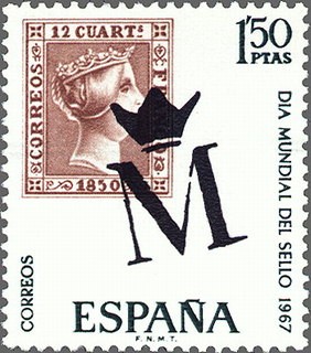 ESPAÑA 1967 1799 Sello Nuevo Dia Mundial del Sello 12 cuartos 1850