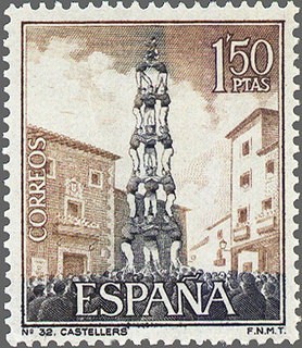 ESPAÑA 1967 1804 Sello Nuevo Turistica Castellers Cataluña