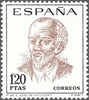 ESPAÑA 1967 1830 Sello Nuevo Serie Centenario Celebridades Juan de Bethencourt c/señal charnela