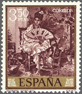 ESPAÑA 1968 1861 Sello Nuevo Pintor Mariano Fortuny Marsal Retrato