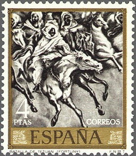 ESPAÑA 1968 1862 Sello Nuevo Pintor Mariano Fortuny Marsal Batalla de Tetuan