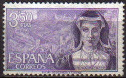 ESPAÑA 1968 1866 Sello Serie Personajes Maria Pacheco Usado