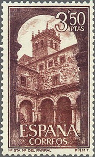 ESPAÑA 1968 1895 Sello Nuevo Monasterio de Sta. Mª del Parral (Avila) Claustro